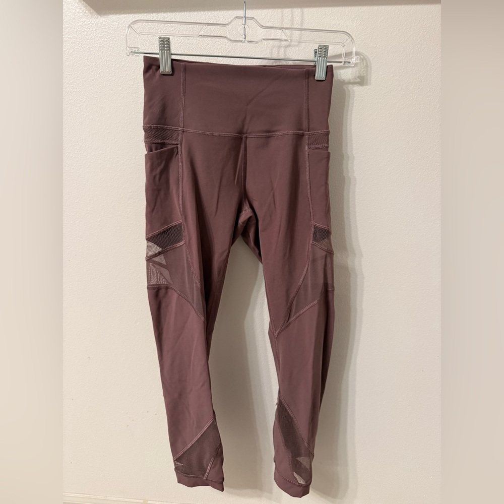Lululemon 25” Rusty Purple Mesh Detail Leggings